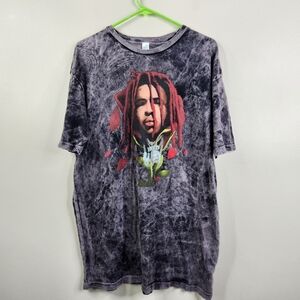 Lane Seven Mens Lil Keed Smoke Grey Camo Short Sleeve Portrait Graphic Tee Large